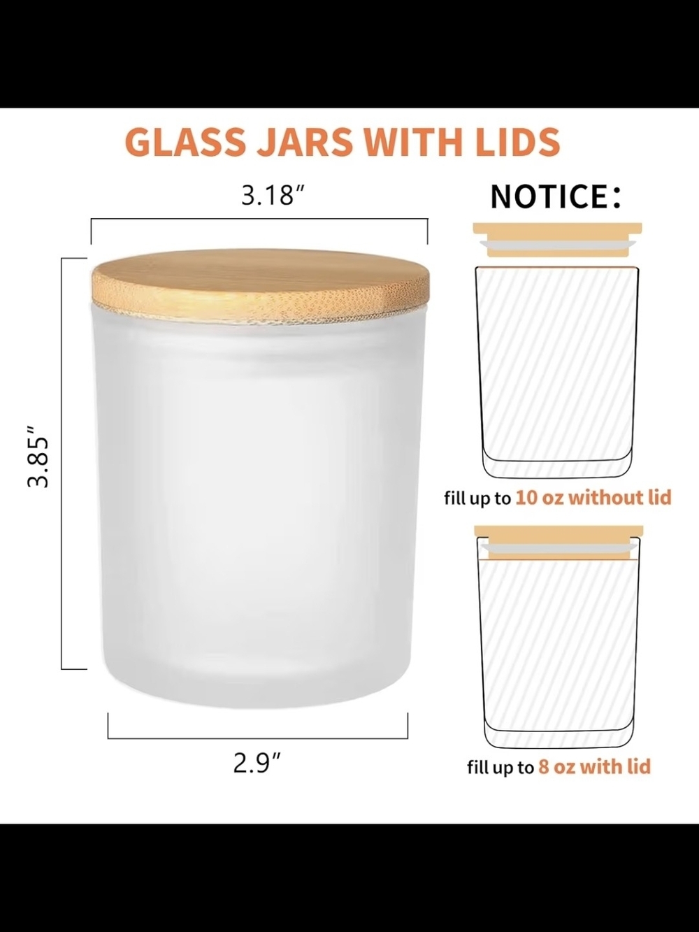 Frosted Glass Candle Jar with Bamboo Lid - White & Natural